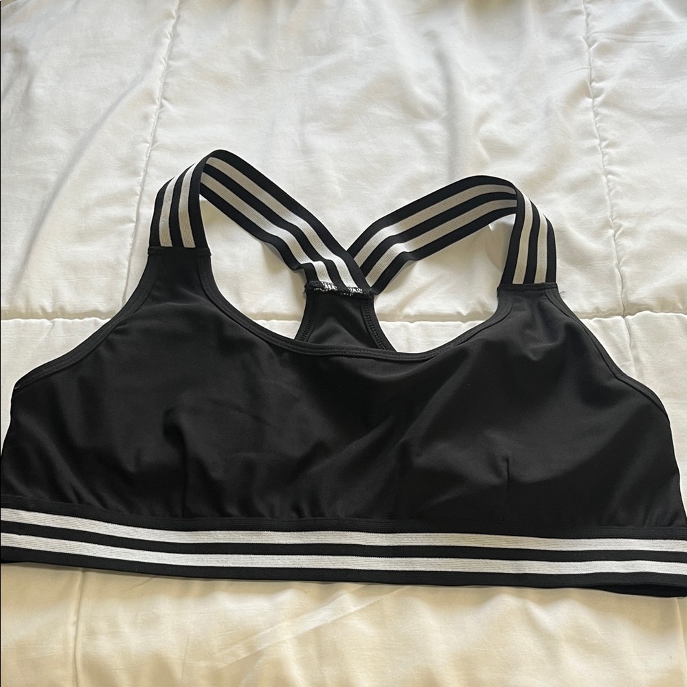 Athletic Works Black and White Striped Sports Bra